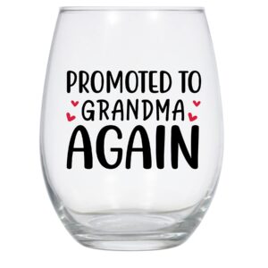 laguna design co. promoted to grandma again wine glass, 21 oz, grandma wine glass, baby announcement wine glass, grandma wine glass,black and red