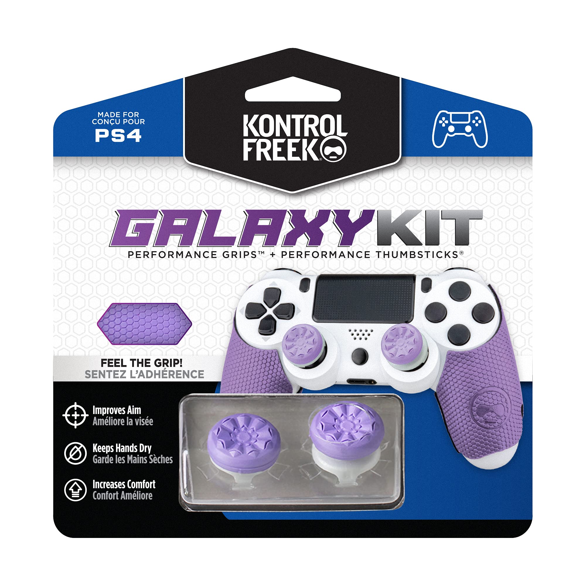 KontrolFreek FPS Freek Galaxy Performance Kit for PlayStation 4 Controller (PS4) | Includes Performance Thumbsticks and Performance Grips | Purple