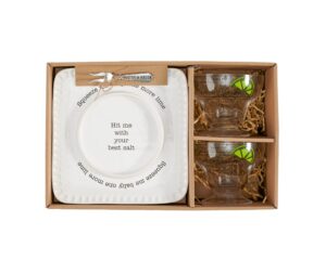 mud pie margarita gift box | includes 2 margarita glasses and lime and salt rimmer