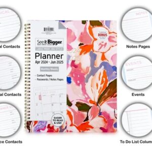 PlanAhead See IT Bigger Specialized Large Print, April 2024 June 2025 Weekly Monthly Large Planner, Size 8.5" x 11" and 6 in 1 Multicolor Ballpoint Colorful Ink Penfrom TheBeliver LLC.