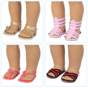 BDDOLL 9 Sets 18 Inch Doll Shoes Accessories fit 18 Inch Girl Doll and Other 18 Inch Doll Including 8 Pairs Shoes with Unicorn Backpack