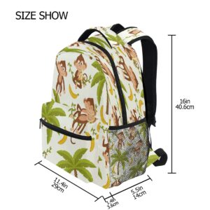 YPPAHHHH Monkey Palm Tree School Bag Backpack College Bookbag,Fruit Banana Laptop Backpacks Computer Bag Travel Hiking Camping Daypack for Women Girls Men Boys Students