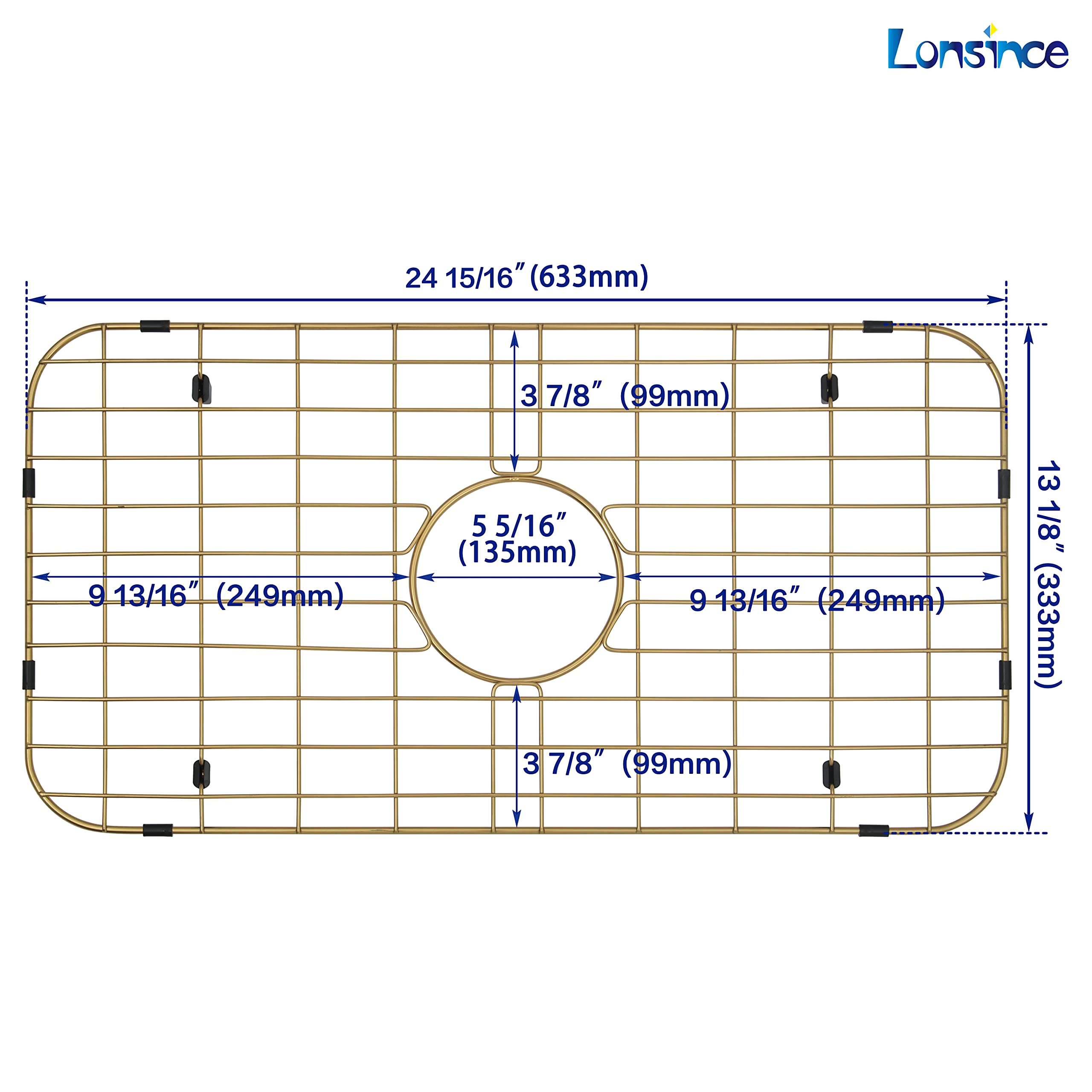 Lonsince Gold Sink Protector,24 15/16" X 13 1/8" Kitchen Sink Grid Gold,Stainless Steel Sink Protector,Sink Bottom Grid,Sink Grate