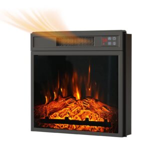 hoseoka 18" electric fireplace insert, electric fireplace heater for tv stand indoor electric stove with remote control, adjustable log flame, 1400w(us in stock)