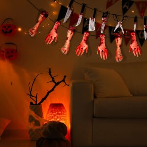 Outus 6 Sets Halloween Garland Banner, Include 48 Garland and 16 Fake Scary Broken Hands and Feet Hanging Decor, Halloween Party Decoration Scary Banner Supplies