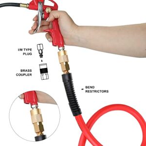 JOROY Hybrid Lead In Air Hose, 3/8-Inch X 3 FT Air Compressor Hose,Heavy Duty, Lightweight, Kink Resistant, All-Weather Flexibility with 1/4-Inch Brass Air Coupler and Plug