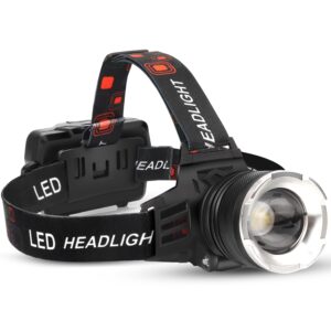 led rechargeable headlamp, 90000 lumens super bright with 5 modes and ipx6 level waterproof usb rechargeable headlamp, 90° adjustable, suitable for outdoor camping, running, cycling,climbing, etc