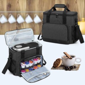 CURMIO Coffee Maker Carrying Bag Compatible for Keurig K-Mini or K-Mini Plus, Single Serve Coffee Brewer Travel Bag with Pockets for K-Cup Pods, Black (Bag Only)