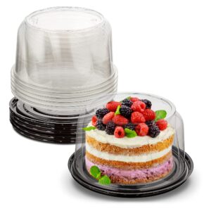 mt products pet plastic cake container with clear lid for optimal product visibility for 6” round cake - (5 pieces) plastic bakery box - made in the usa