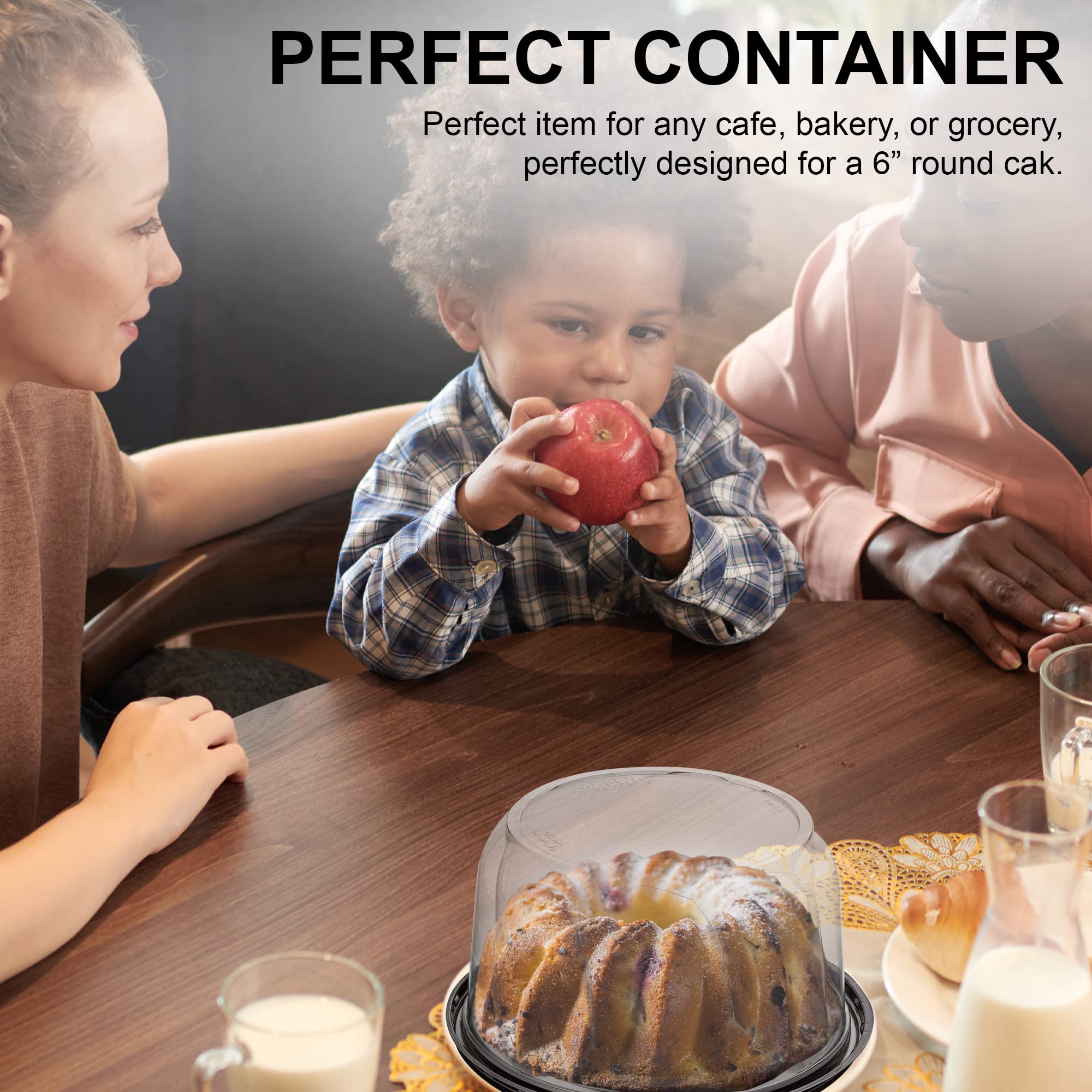 MT Products PET Plastic Cake Container with Clear Lid for Optimal Product Visibility for 6” Round Cake - (5 Pieces) Plastic Bakery Box - Made in the USA