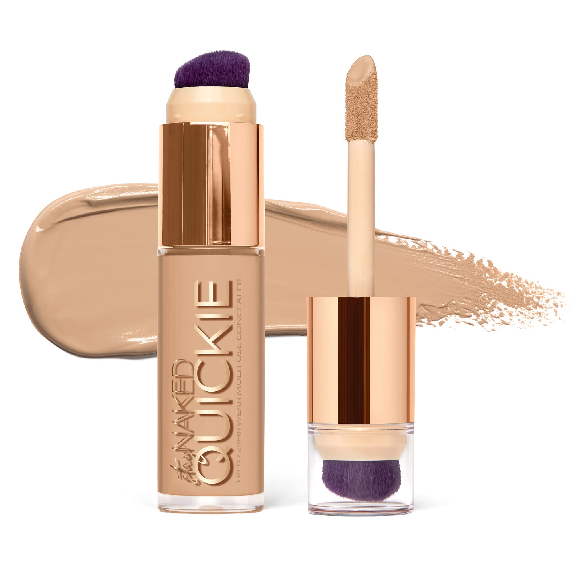 Urban Decay Quickie 24HR Multi-Use Full Coverage Concealer – Waterproof – Dual-Ended with Brush - Hydrating with Vitamin E - Natural Finish - Vegan & Cruelty Free - 20NN, 0.55 Oz