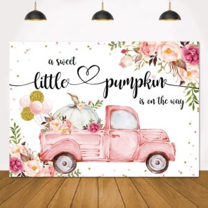 lofaris little pumpkin girl baby shower photography backdrops props fall autumn pink floral princess baby shower party decoration car gold balloon flowers photo studio booth background banner 7x5ft