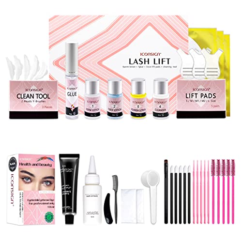 Lash Lift and Black Kit, Professional Eyelash Perm Kit and Black Eyelash & Eyebrow Set 3 in 1, Quick Lifting & Voluminous Coloring with Complete Tools for Salon Grade Home DIY