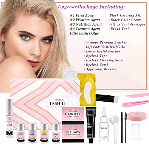 Lash Lift and Black Kit, Professional Eyelash Perm Kit and Black Eyelash & Eyebrow Set 3 in 1, Quick Lifting & Voluminous Coloring with Complete Tools for Salon Grade Home DIY