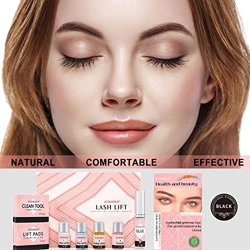 Lash Lift and Black Kit, Professional Eyelash Perm Kit and Black Eyelash & Eyebrow Set 3 in 1, Quick Lifting & Voluminous Coloring with Complete Tools for Salon Grade Home DIY