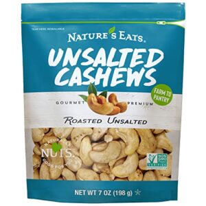 nature's eats cashews roasted no salt, 7 oz