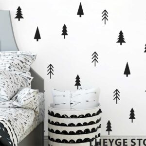 IKEYU Small Pine Tree Wall Sticker Vinyl Black Tree Wall Decal Forest Tree Wall Stickers Pine Tree Wall Decals for Kids Room Bedroom Nursery Decor, Black Trees