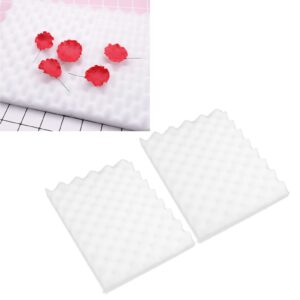 AUNMAS 2 Pcs Fondant Foam Pad, Fondant Shaping Sugar Flower Drying Modeling Wavy Sponge Mat Tray, DIY Sponge Mat Cake Decoration, White