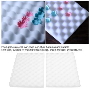 AUNMAS 2 Pcs Fondant Foam Pad, Fondant Shaping Sugar Flower Drying Modeling Wavy Sponge Mat Tray, DIY Sponge Mat Cake Decoration, White