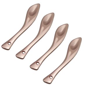 4 pieces zinc alloy makeup spatula eye cream spoon beauty scoop mini spoon makeup beauty spoons mini cosmetic skincare spatula for cream lotions, curved handle type, rose-gold