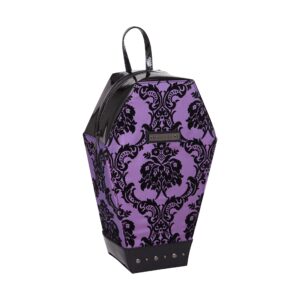 rock rebel damask coffin backpack purple gothic print bag