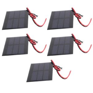 5pcs portable solar panel, mini solar panel battery cell board module, suitable for making solar toys, diy, with 30cm wire 60 x 80 x 3mm dc 0.65w 1.5v