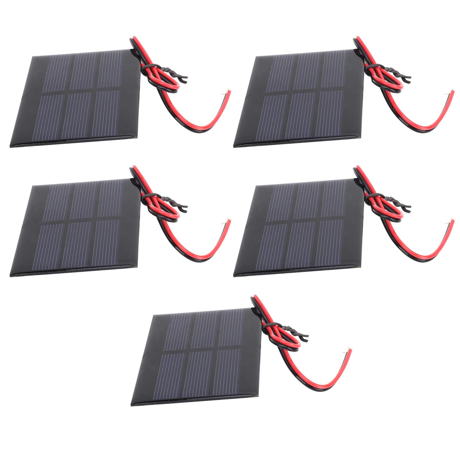 5Pcs Portable Solar Panel, Mini Solar Panel Battery Cell Board Module, Suitable for Making Solar Toys, DIY, with 30cm Wire 60 x 80 x 3MM DC 0.65W 1.5V