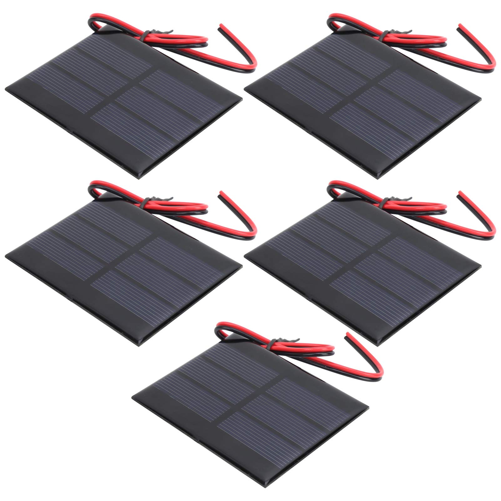 5Pcs Portable Solar Panel, Mini Solar Panel Battery Cell Board Module, Suitable for Making Solar Toys, DIY, with 30cm Wire 60 x 80 x 3MM DC 0.65W 1.5V