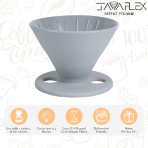 Qullai The Original JavaFlex Premium Foldable Silicone Pour Over Coffee Maker and Storage Pouch. Uses #2 V60 Cone Coffee Filters