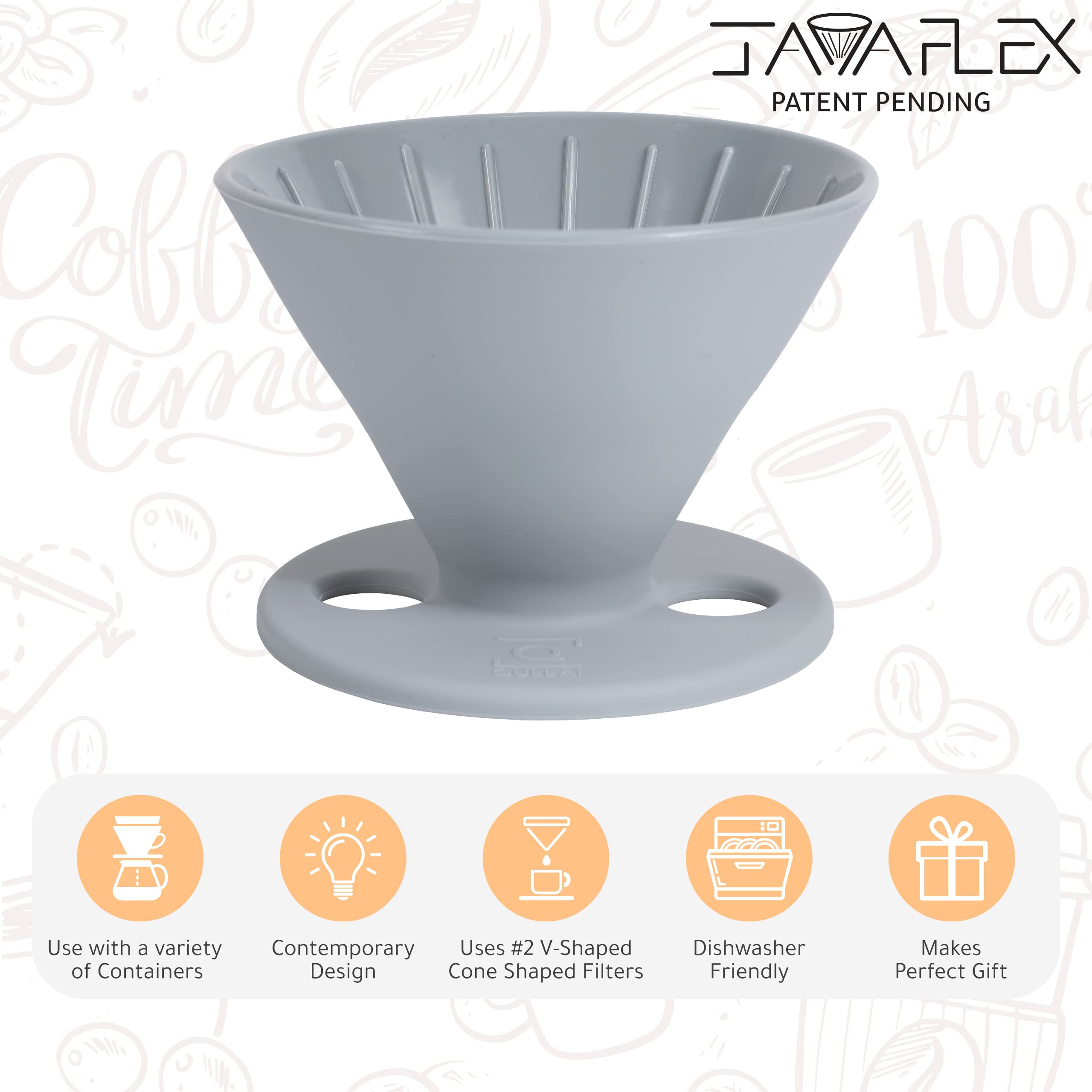 Qullai The Original JavaFlex Premium Foldable Silicone Pour Over Coffee Maker and Storage Pouch. Uses #2 V60 Cone Coffee Filters