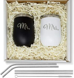 mr and mrs wine tumbler set - mr and mrs coffee mugs, groom and bride tumbler, wedding gifts for couple - mr and mrs mugs large, mr and mrs wine glasses, bride groom gifts