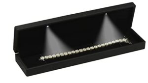 the jewellery pak led black bracelet box .luxury led bracelet necklace jewelry gift box with light for women for girls for men box dimension 8.86〞(w)*1.97〞(d)*1.38〞(h)
