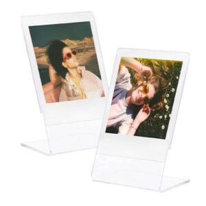 ngaantyun acrylic photo frame for fujifilm instax mini 99 12 11 9 8 40 7+ evo instant camera films for polaroid go film clear plastic picture frames, pack of 2pcs