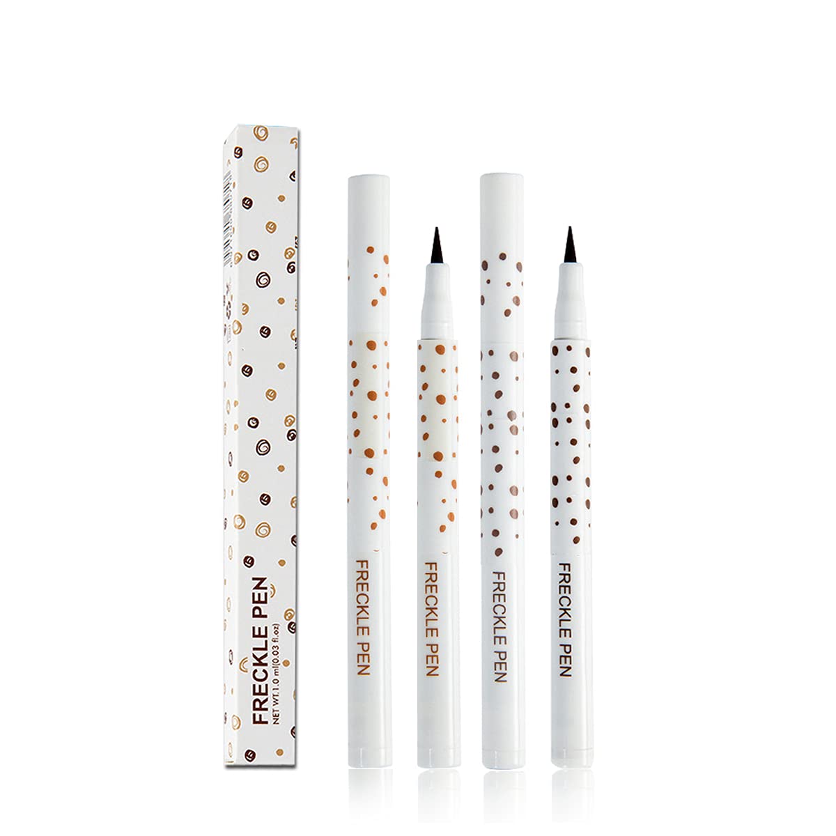 Aaiffey 2 Colors Freckle Pen Waterproof Long-lasting Quick Dry Small Spot Natural Lifelike Freckle Makeup Pen (Dark Brown+Light Brown)