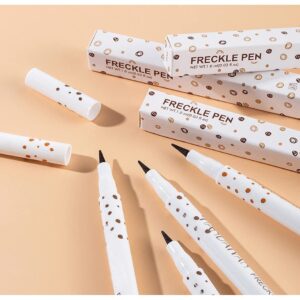 Aaiffey 2 Colors Freckle Pen Waterproof Long-lasting Quick Dry Small Spot Natural Lifelike Freckle Makeup Pen (Dark Brown+Light Brown)