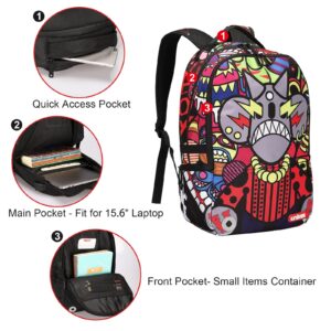 UNIKER Graffiti School Backpack for Teen Boys, 15.6 Inch Laptop Backpack with USB Charging Port, College Backpack with Reflective Straps for Safety