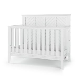 child craft atwood 4-in-1 convertible crib, baby crib converts to day bed, toddler bed and full size bed, 3 adjustable mattress positions, non-toxic, baby safe finish (matte white)