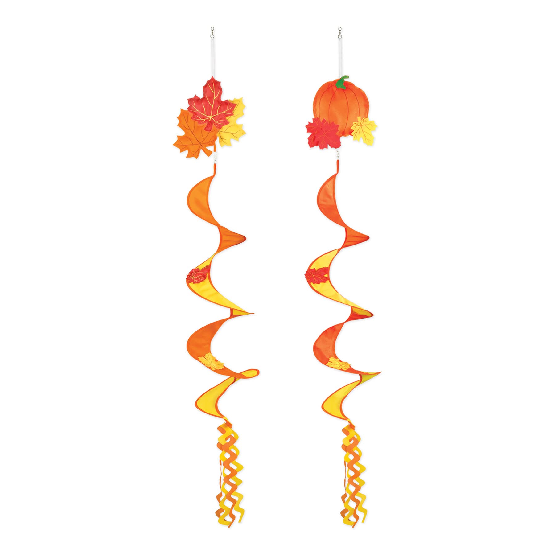 Beistle 2 Piece Nylon Fabric Autumn Wind Spinners Fall Thanksgiving Outdoor Hanging Decorations,Red/Orange/Yellow