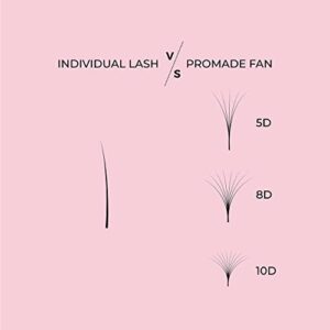 LLBA Promade Fans | Handmade Volume Eyelashes | Multi Selections From 3D To 16D | C CC D DD L M Curl | Thickness 0.03 ~ 0.1 mm | 8 - 20mm Length | Long Lasting | Easy Application (10D-0.03 D 11 mm)