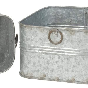 Red Co. 6.5" and 4.5" Square Tub Galvanized Metal Bucket Containers Set of 2, Rusted Gray