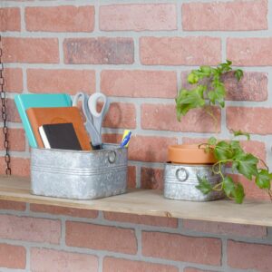 Red Co. 6.5" and 4.5" Square Tub Galvanized Metal Bucket Containers Set of 2, Rusted Gray