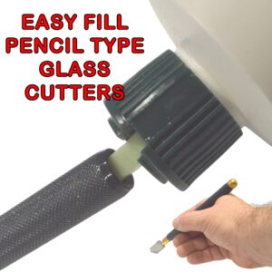 Glass Cutting Oil 8oz Bottle New Oil Fill Kit for All Tools Using Glass Cutter Oil Use for Cutting Thick Glass or Mirrors and Stained Glass, Small Bottle, Spout, Mini Funnel for All Filling Options.