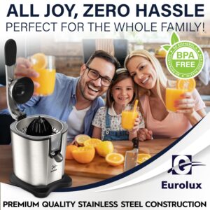 Eurolux Electric Citrus Juicer Power Pro - ELCJ-3000 - with 300 Watts of Power, This is The Most Powerful Juicer, for an Easy Smooth Juicing Experience | with Its New Updated Design