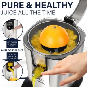 Eurolux Electric Citrus Juicer Power Pro - ELCJ-3000 - with 300 Watts of Power, This is The Most Powerful Juicer, for an Easy Smooth Juicing Experience | with Its New Updated Design