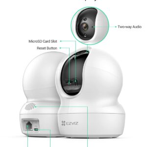 EZVIZ 2K+ Indoor Security Camera, WiFi, 360° Coverage, Night Vision, Auto Motion Tracking, Pet Baby Monitor, Two Way Talk, Compatible with Alexa (CP1 2K+)