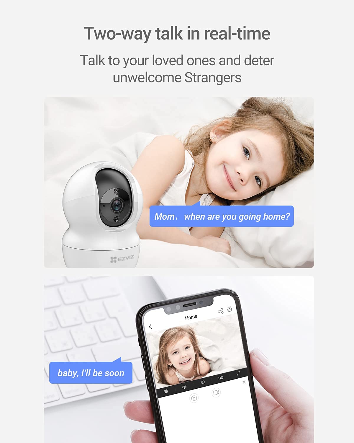 EZVIZ 2K+ Indoor Security Camera, WiFi, 360° Coverage, Night Vision, Auto Motion Tracking, Pet Baby Monitor, Two Way Talk, Compatible with Alexa (CP1 2K+)