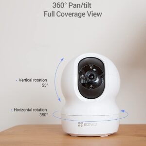 EZVIZ 2K+ Indoor Security Camera, WiFi, 360° Coverage, Night Vision, Auto Motion Tracking, Pet Baby Monitor, Two Way Talk, Compatible with Alexa (CP1 2K+)