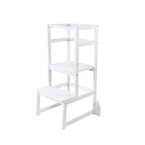 zytty toddler step stool toddler kitchen stool, adjustable-height toddler tower stool step stools for kids, white…