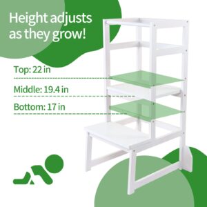 Zytty Toddler Step Stool Toddler Kitchen Stool, Adjustable-Height Toddler Tower Stool Step stools for Kids, White…