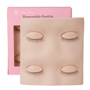 Pretty memory Lash Mannequin Head with 2 Pairs of Removable Lash Practice Eyelids, Realistic Makeup Mannequin Head, Soft-Touch Makeup Practice Face Lash Extension Supplies for Lash Extension Practice